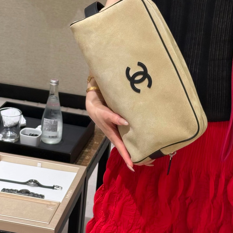 Chanel Coco Beach 麂皮洗漱包 化妝包 大號 17x29x12cm-4