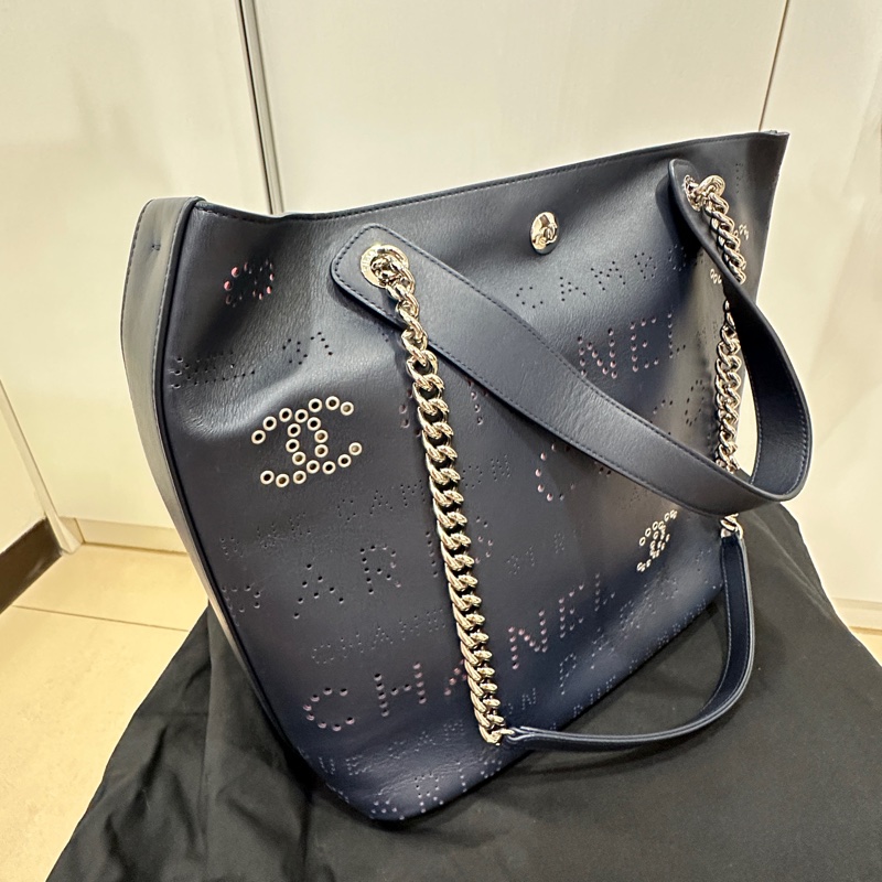 ꧁ Chanel AS0487💙鏤空 子母托特包💙深藍色 ꧂-3