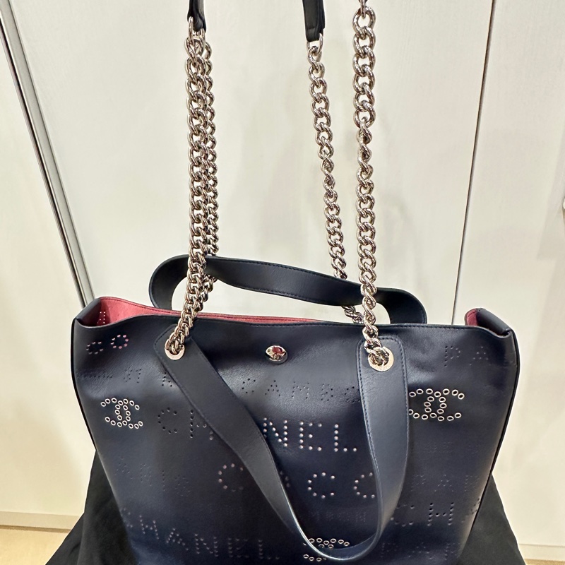 ꧁ Chanel AS0487💙鏤空 子母托特包💙深藍色 ꧂-10