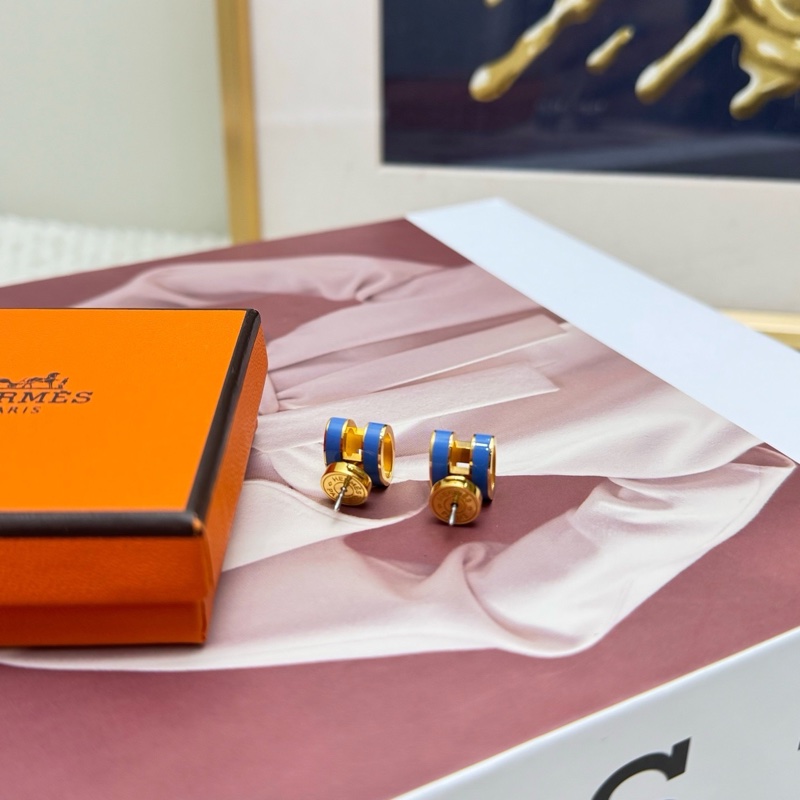 愛馬仕/Hermès  pop h 藍色耳釘 盒+塵袋-3