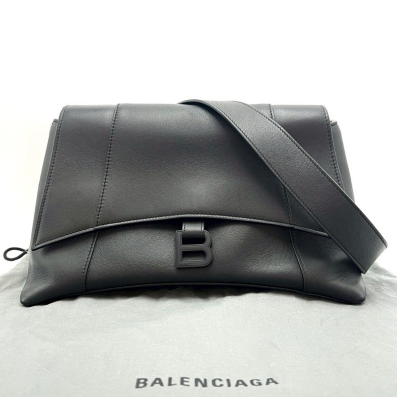 BALENCIAGA巴黎世家全黑downtown單肩斜挎沙漏包-10