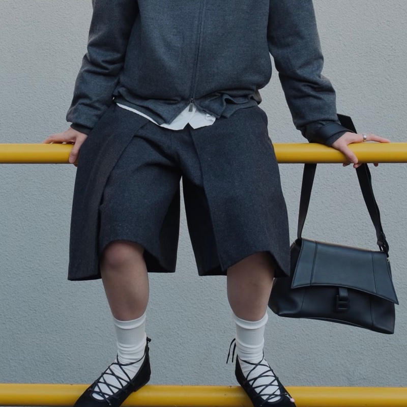 BALENCIAGA巴黎世家全黑downtown單肩斜挎沙漏包-24