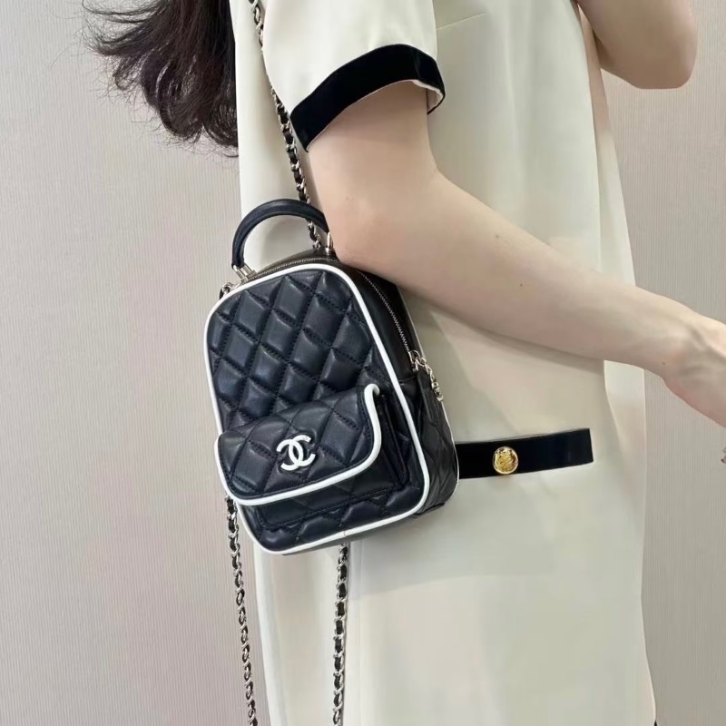 美神降臨✨99新🆕Chanel香奈兒25年新款黑白漫畫小書包單肩斜挎包-4