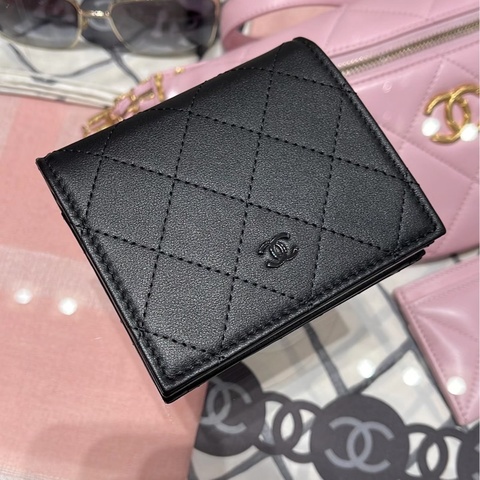 發財必入🤑99新🆕Chanel香奈兒soblack全黑菱格短夾錢包零錢包