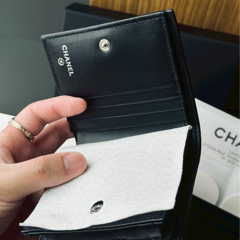 發財必入🤑99新🆕Chanel香奈兒soblack全黑菱格短夾錢包零錢包-4