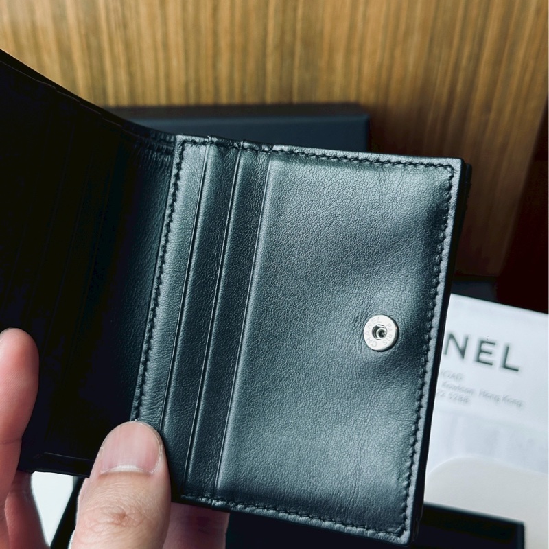 發財必入🤑99新🆕Chanel香奈兒soblack全黑菱格短夾錢包零錢包-5