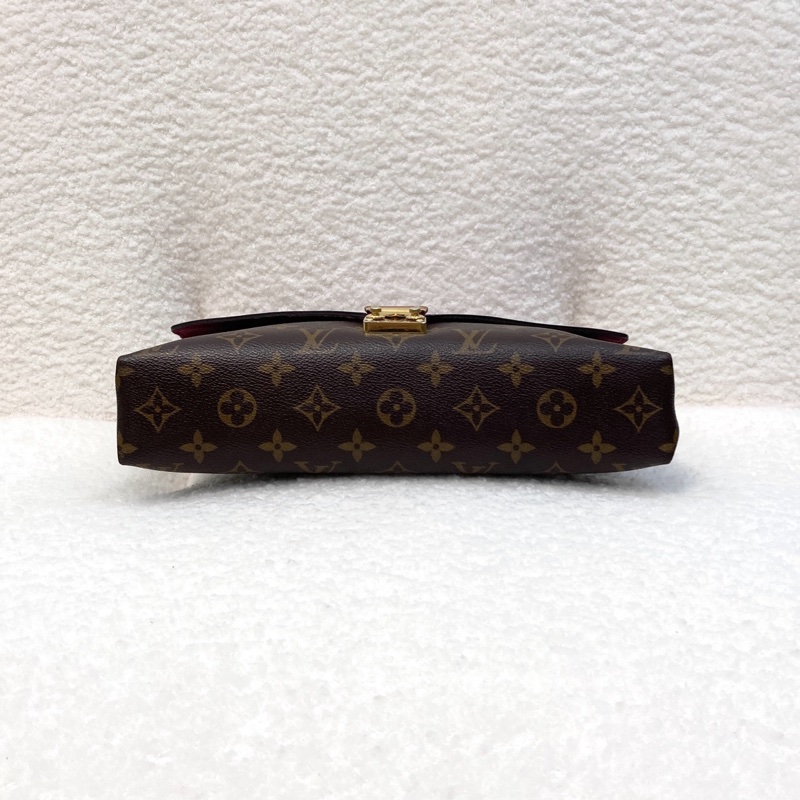 LV 路易威登原花拼紫紅牛皮S LOCK信封鏈條包撞色設計 M41200-6
