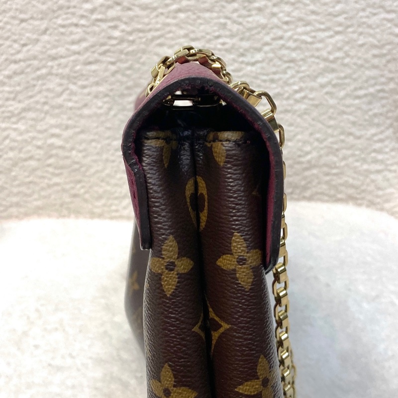 LV 路易威登原花拼紫紅牛皮S LOCK信封鏈條包撞色設計 M41200-15
