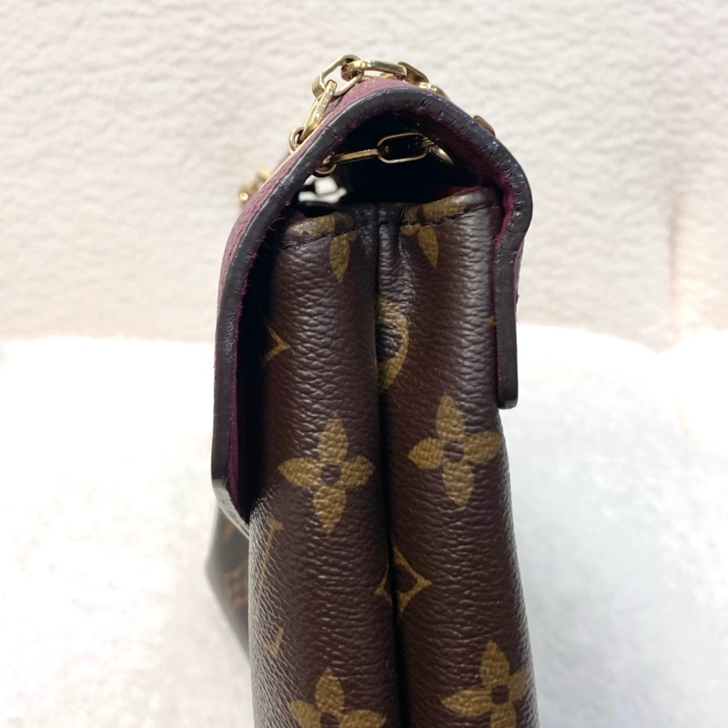 LV 路易威登原花拼紫紅牛皮S LOCK信封鏈條包撞色設計 M41200-16