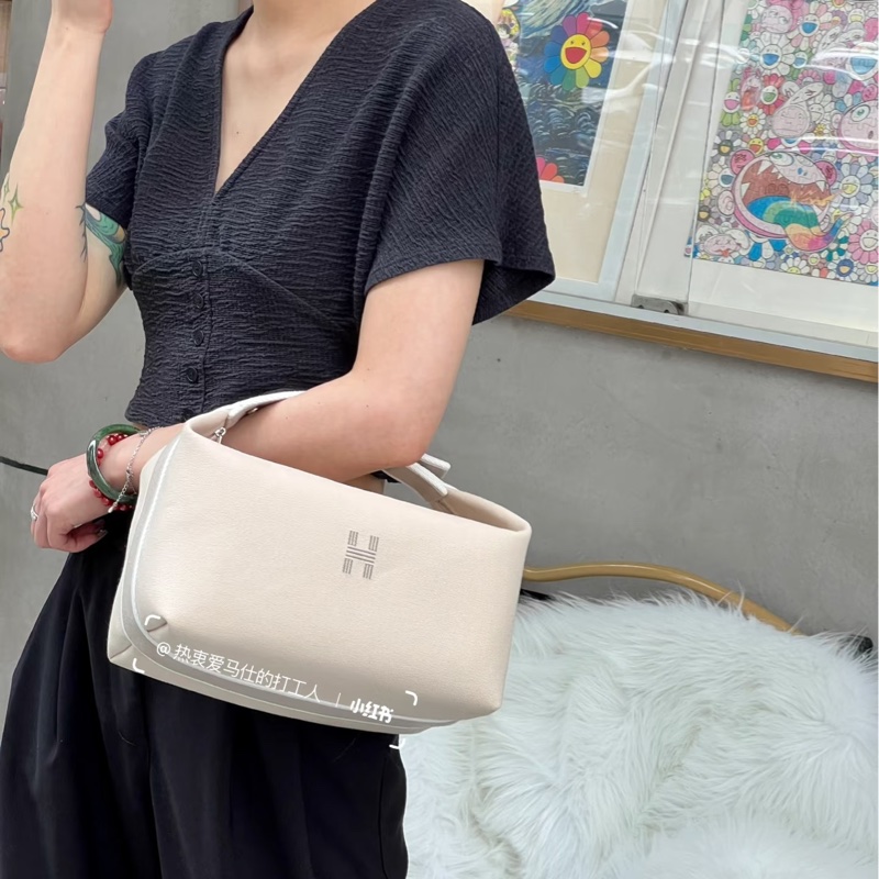 HERMES飯盒包愛馬仕米白拼色帆布Bride a Brac 大型手提收納包 盥洗包 化妝包-1