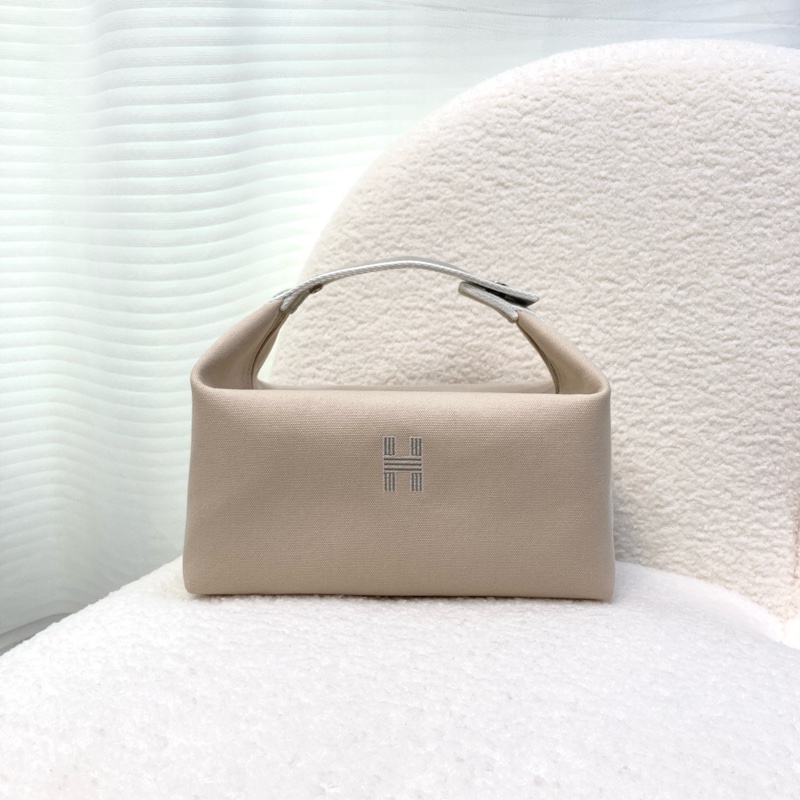 HERMES飯盒包愛馬仕米白拼色帆布Bride a Brac 大型手提收納包 盥洗包 化妝包-10