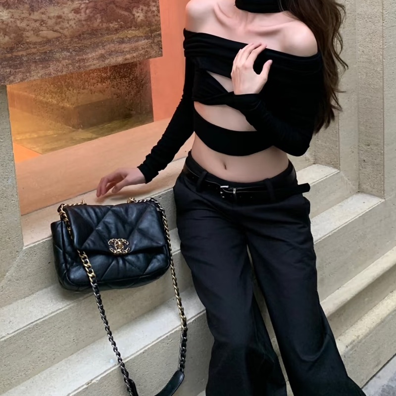 CHANEL香奈兒19Bag小號黑金配經典菱格紋肩背斜挎包-25