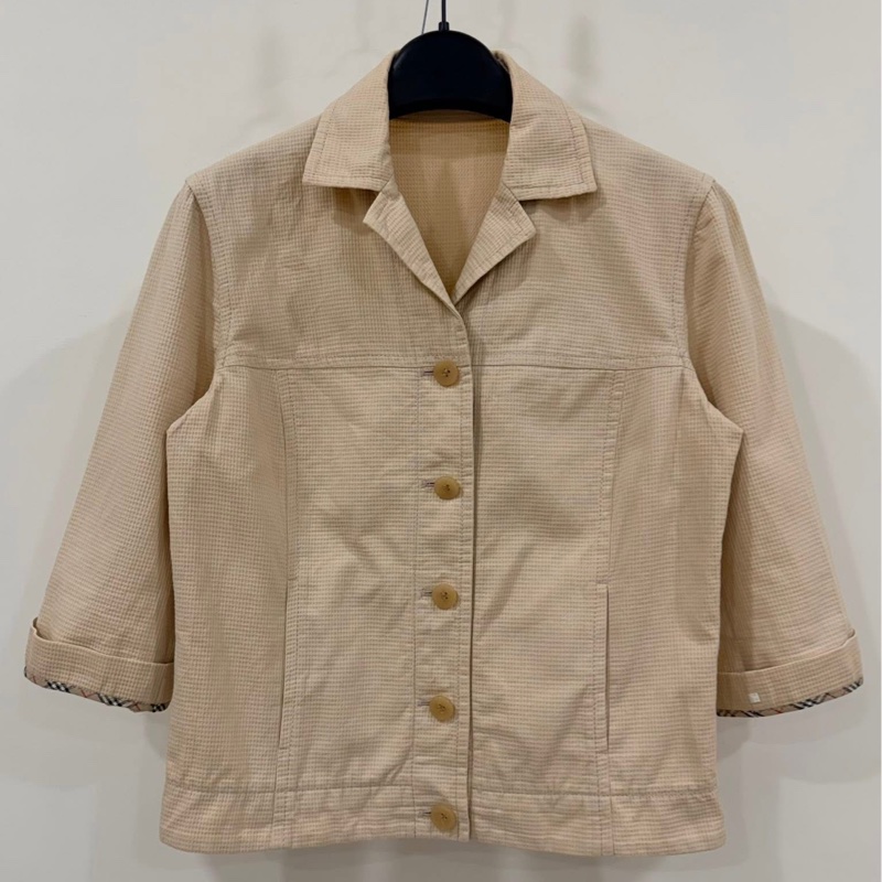 BURBERRY 倫敦 反折格紋袖薄款外套-1