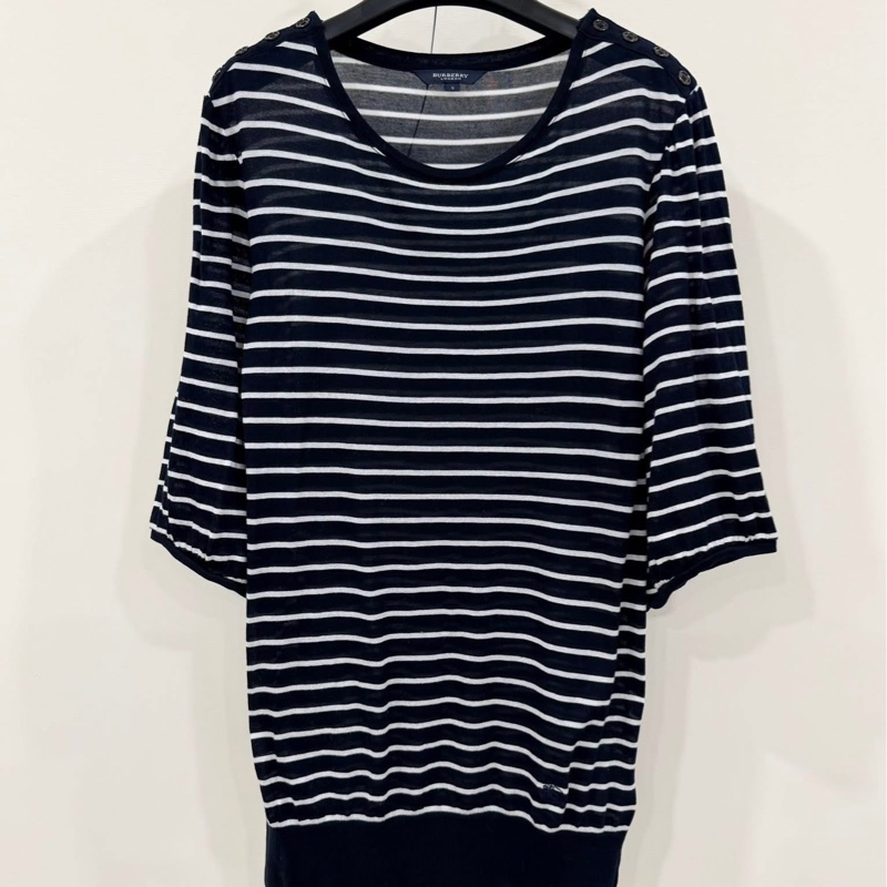 BURBERRY 倫敦 肩扣橫條紋長版戰馬上衣-1