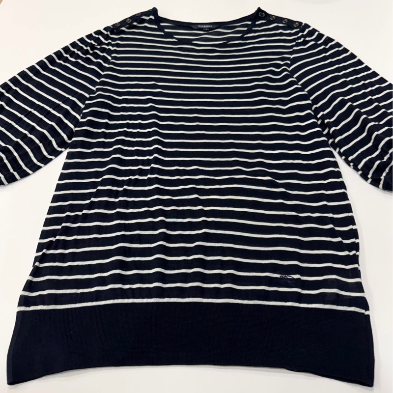 BURBERRY 倫敦 肩扣橫條紋長版戰馬上衣-7