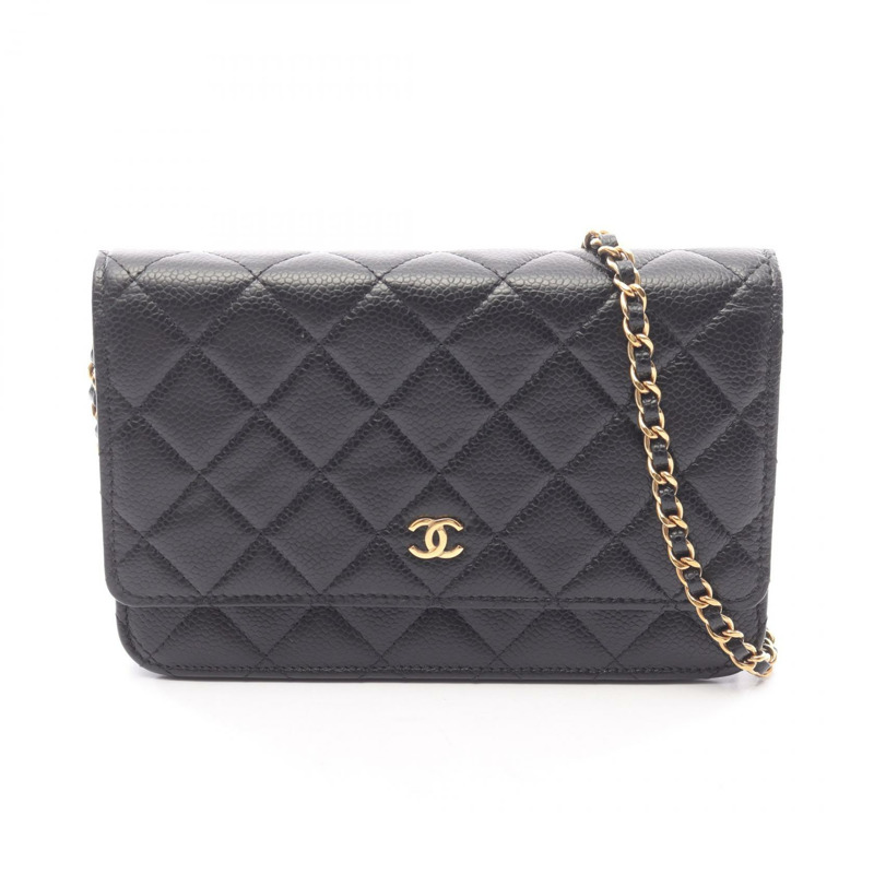 香奈兒 (CHANEL) 絎縫鏈條斜背包 AP0250 小牛皮 黑色 二手 金色五金-0