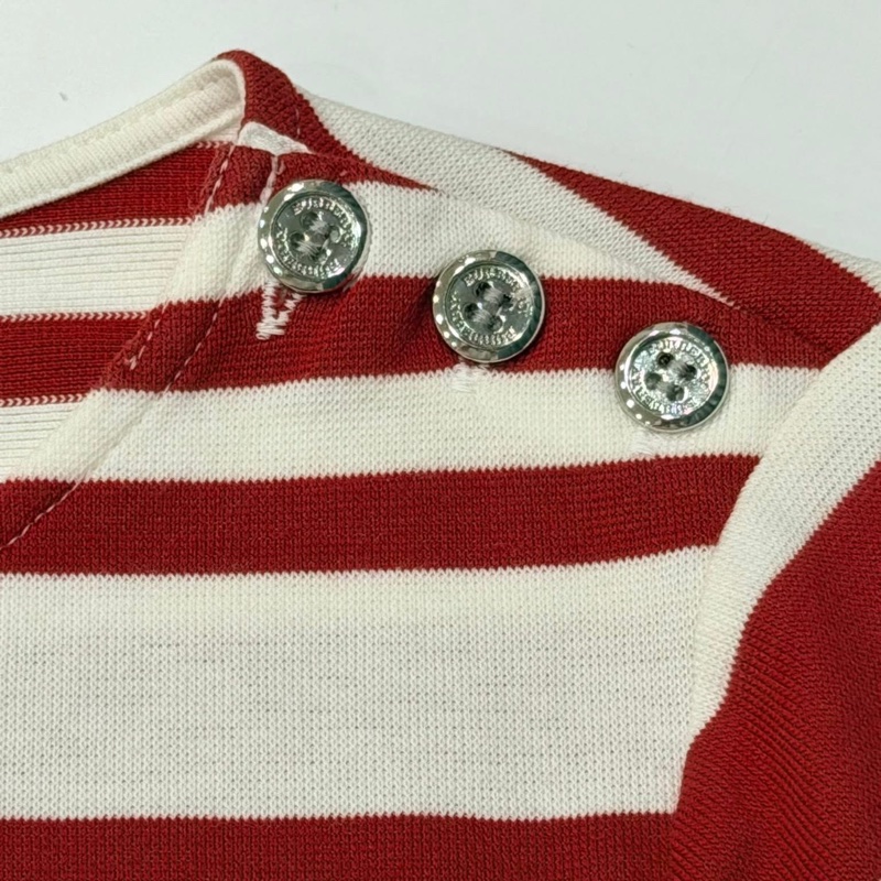 BURBERRY 倫敦 紅白橫條紋肩扣戰馬上衣-4