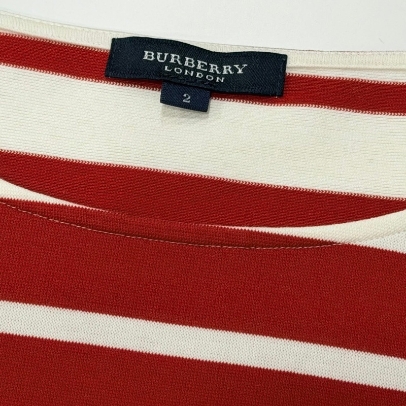 BURBERRY 倫敦 紅白橫條紋肩扣戰馬上衣-8