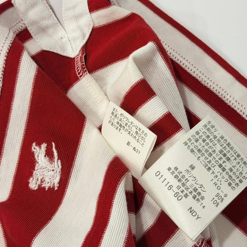 BURBERRY 倫敦 紅白橫條紋肩扣戰馬上衣-9