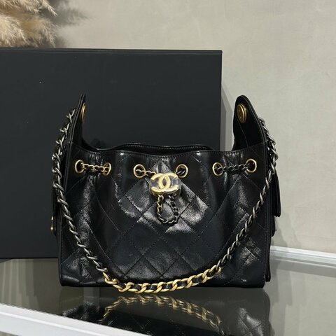 CHANEL 25 Mini hobo bag - 油蠟皮黑金
