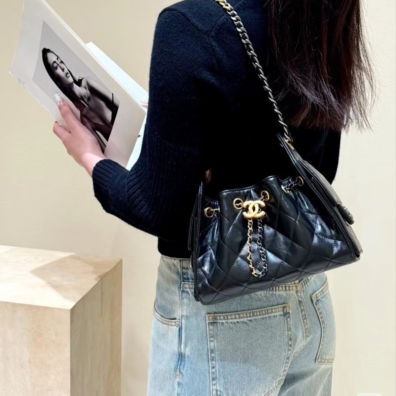 CHANEL 25 Mini hobo bag - 油蠟皮黑金銀-1