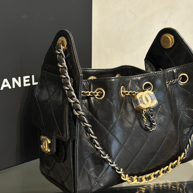 CHANEL 25 Mini hobo bag - 油蠟皮黑金銀-6