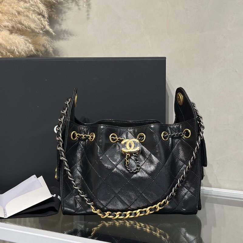 CHANEL 25 Mini hobo bag - 油蠟皮黑金銀-10