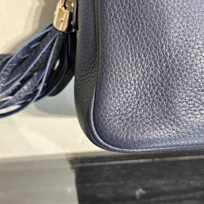 GUCCI GG牛皮單肩包 - 深藍金-8