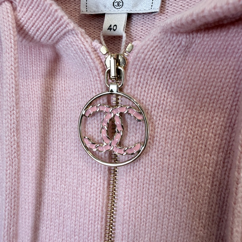 CHANEL✨24C馬卡龍配色落肩袖羊絨連帽外套 #40-1