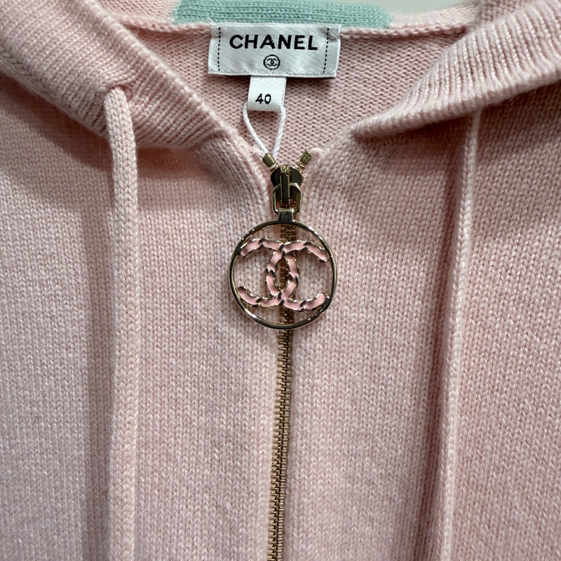 CHANEL✨24C馬卡龍配色落肩袖羊絨連帽外套 #40-14