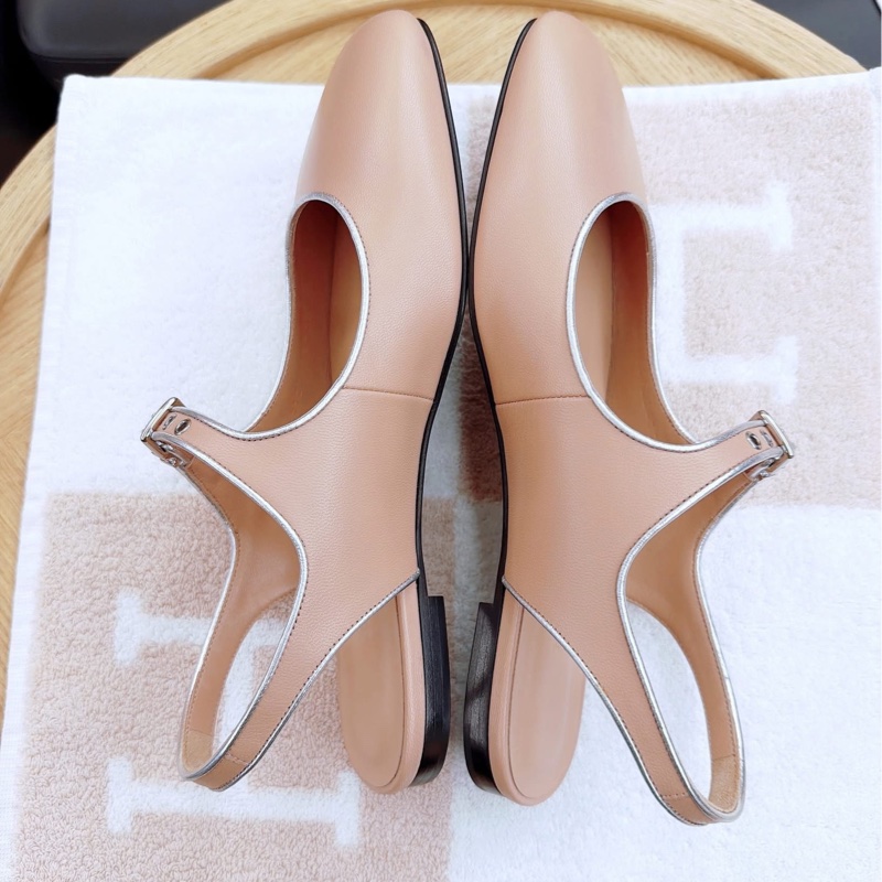 Hermes 愛馬仕 Kleo 後綁帶鞋/瑪莉珍鞋/裸粉色/37.5號/全新美品-3