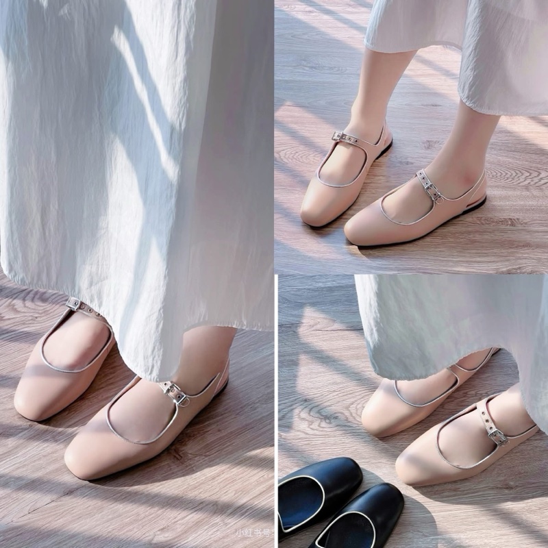 Hermes 愛馬仕 Kleo 後綁帶鞋/瑪莉珍鞋/裸粉色/37.5號/全新美品-6