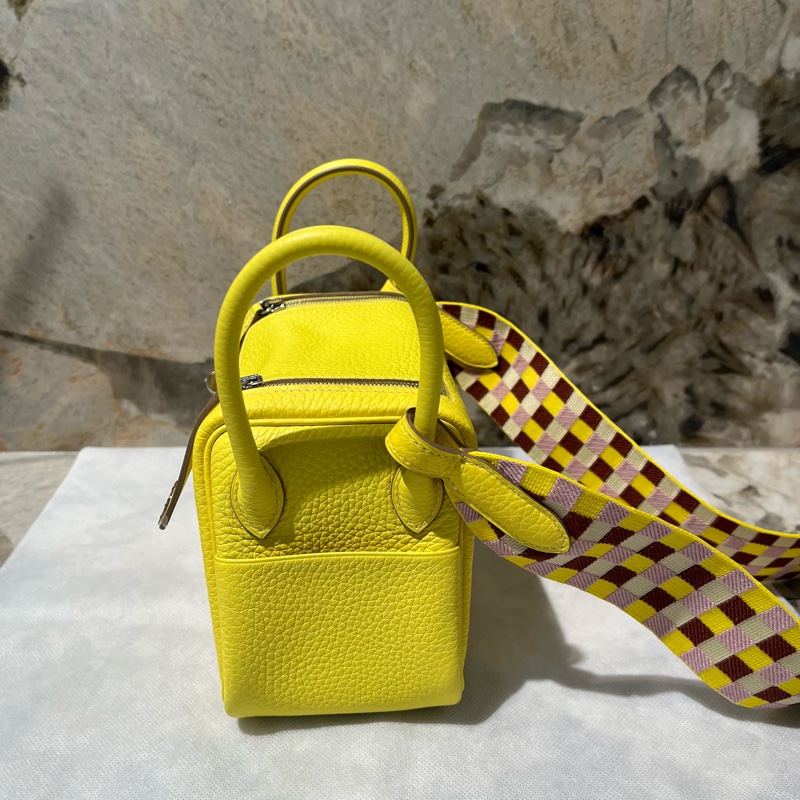 Hermes Lime檸檬黃銀釦 mini lindy-2