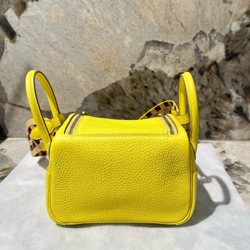 Hermes Lime檸檬黃銀釦 mini lindy-3