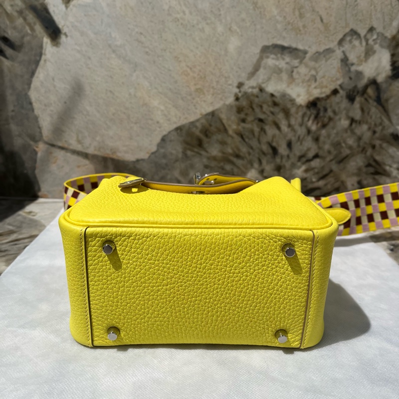 Hermes Lime檸檬黃銀釦 mini lindy-4