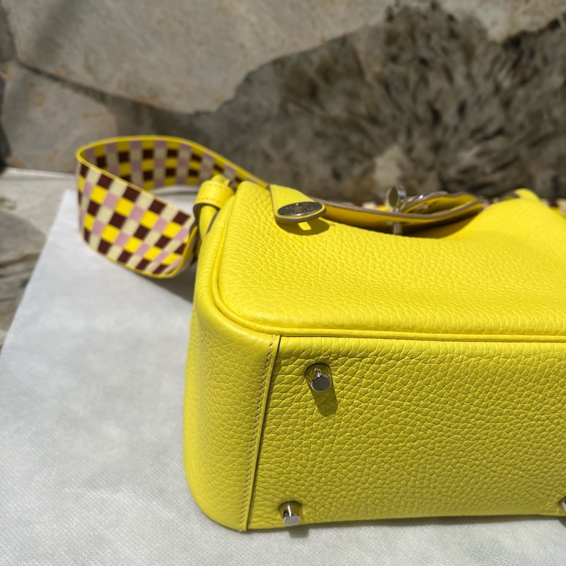 Hermes Lime檸檬黃銀釦 mini lindy-5