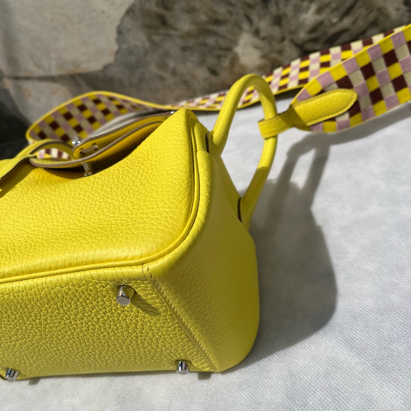 Hermes Lime檸檬黃銀釦 mini lindy-6