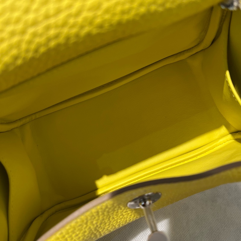Hermes Lime檸檬黃銀釦 mini lindy-8