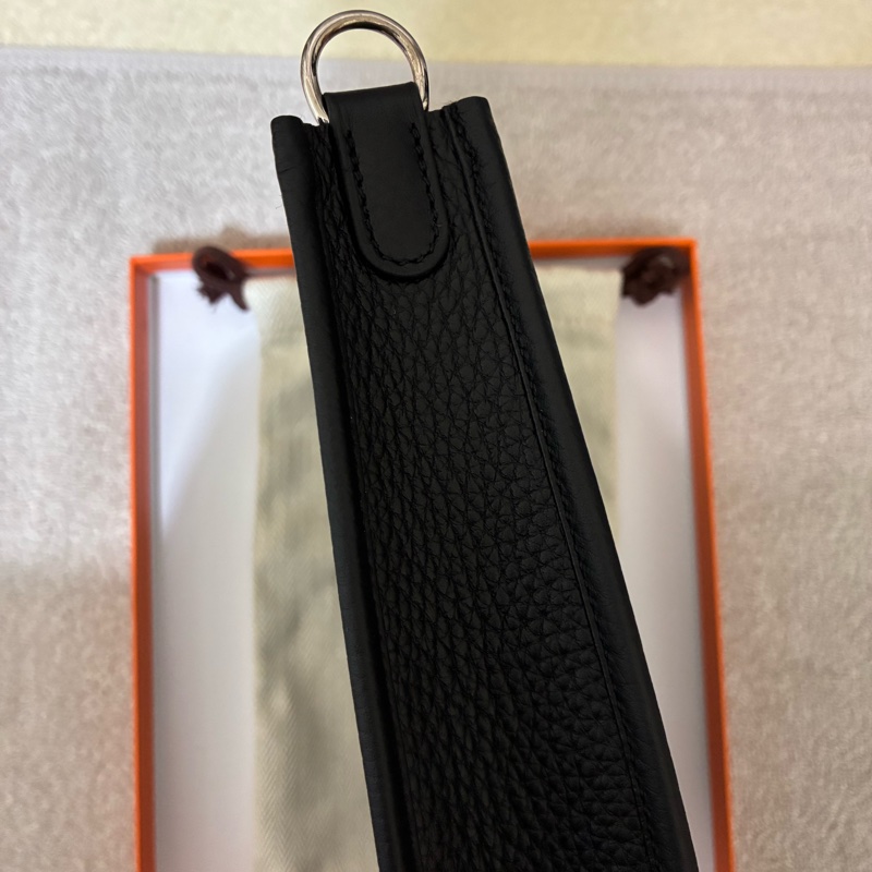 Hermes mini evelyne 16 黑色銀扣 K刻 黑白編織背帶-5
