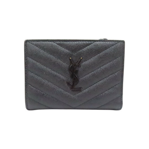 黑色 牛皮 Cassandre Matelasse 雙折短夾 【SAINT LAURENT YSL 聖羅蘭 】 668287