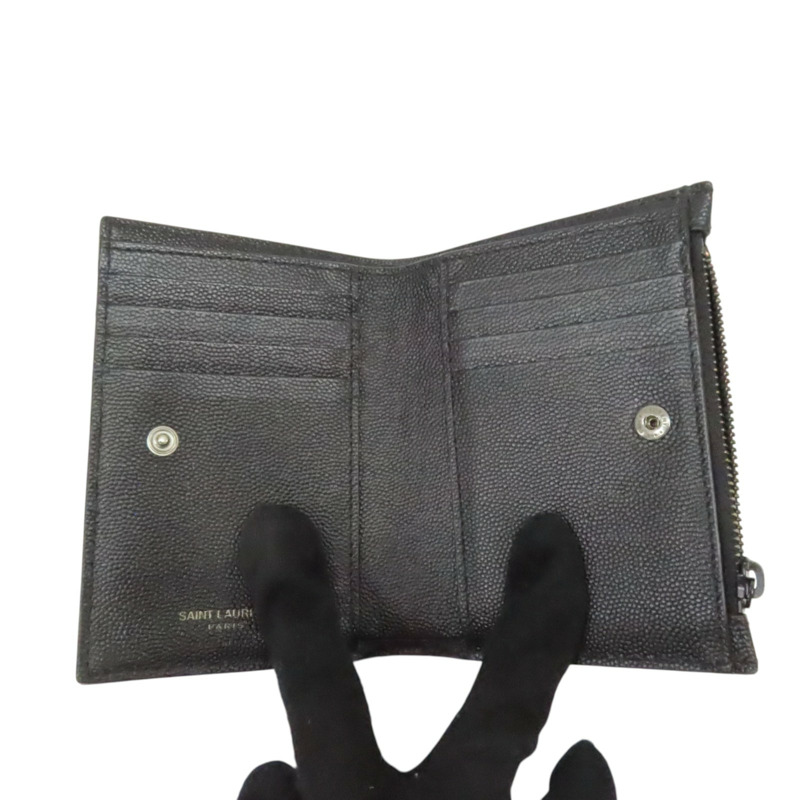 黑色 牛皮 Cassandre Matelasse 雙折短夾 【SAINT LAURENT YSL 聖羅蘭 】 668287-2
