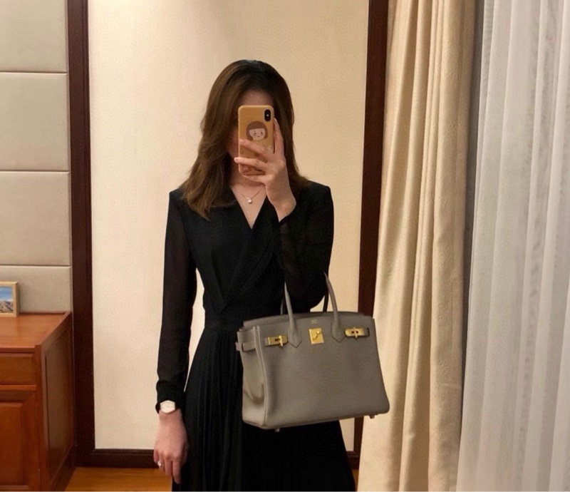 Hermes Birkin 30 M8 銀河灰 金扣E皮 C刻-6