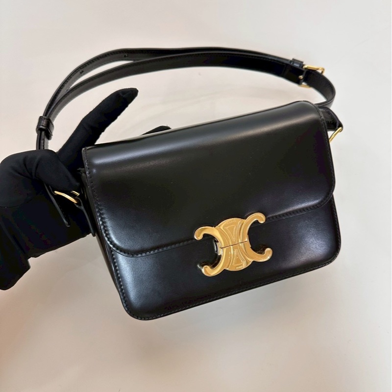Celine｜凱旋門方包 黑金-1