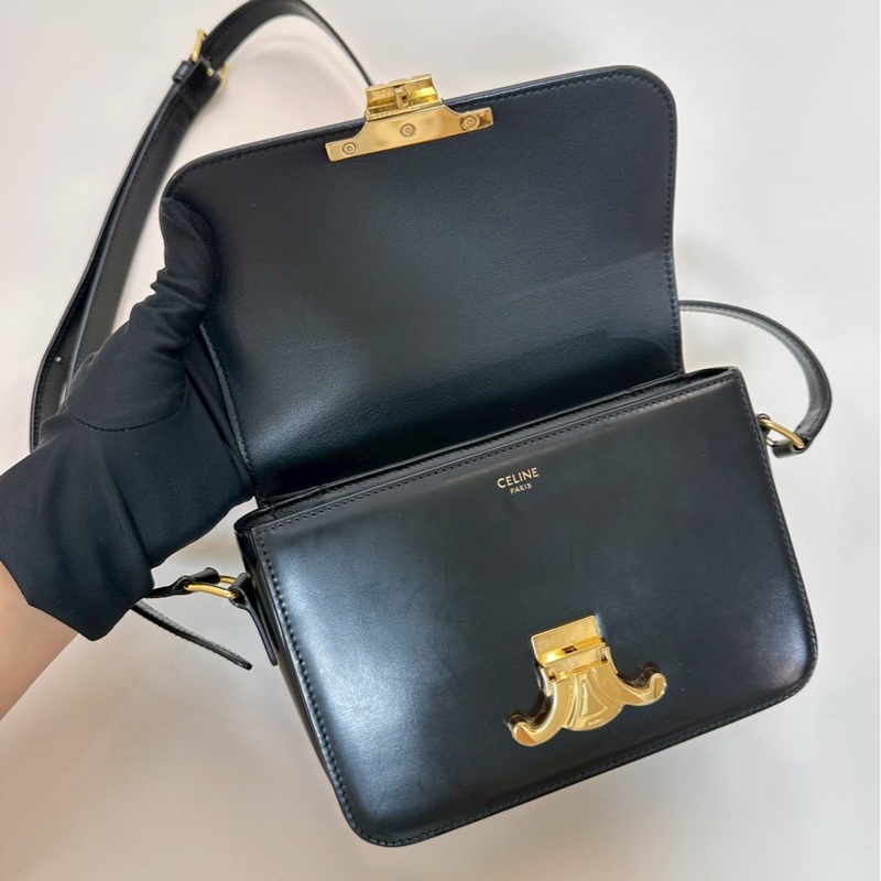 Celine｜凱旋門方包 黑金-3