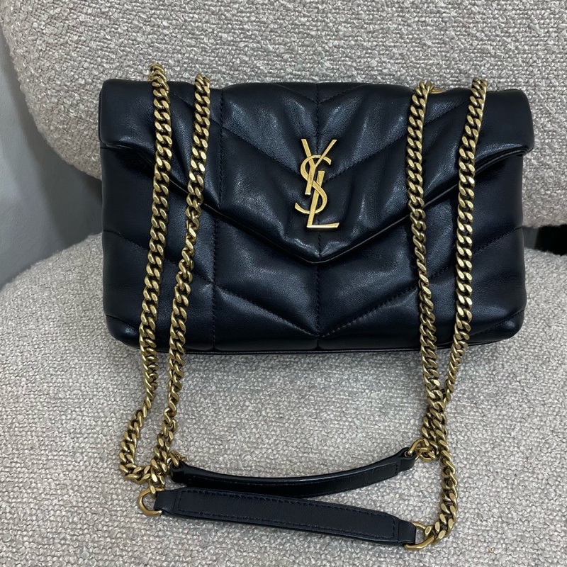 ysl聖羅蘭 黑金雲朵包 底長21 23年 🈚附件 單品-0