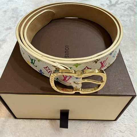 LV M9585 村上隆白彩腰帶（腰圍80/32）
