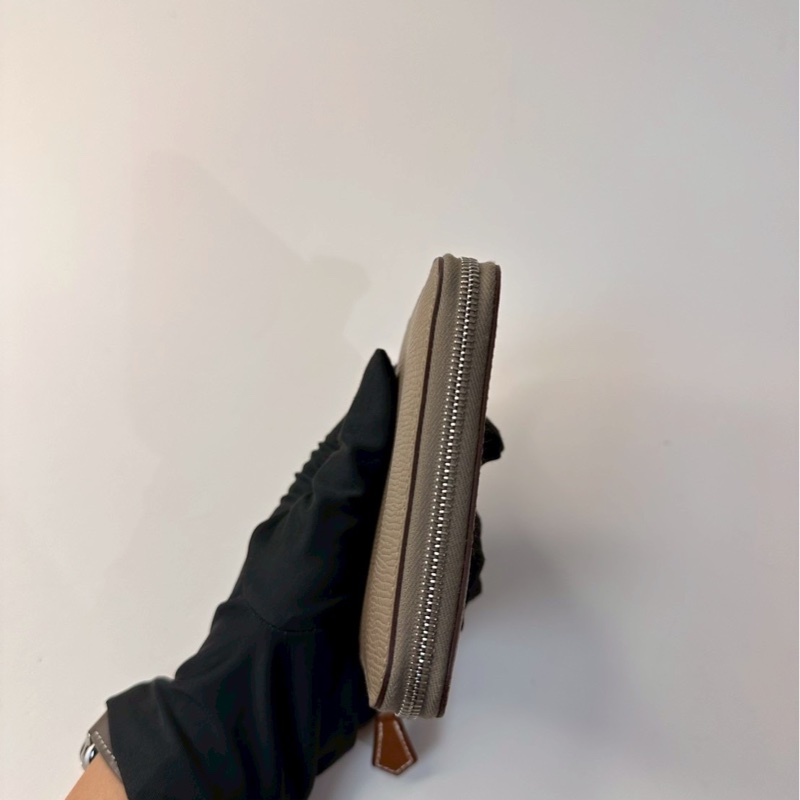 Hermès｜絲巾短夾 大象灰-1