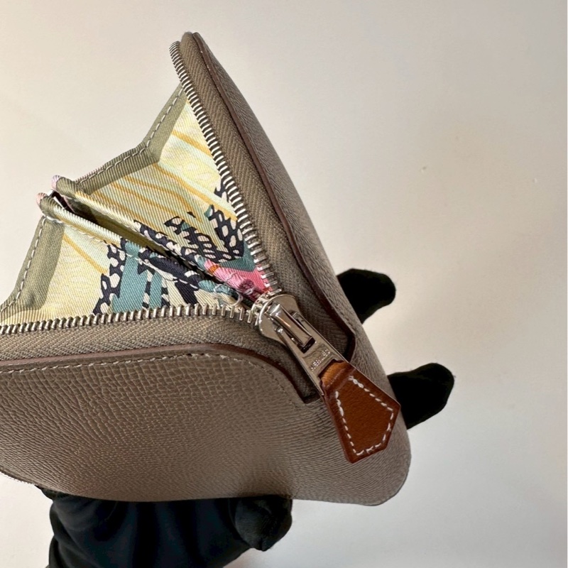 Hermès｜絲巾短夾 大象灰-9