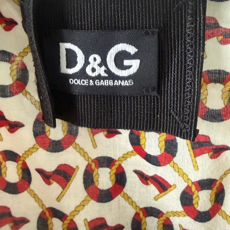 D&G絲質印花蝴蝶結公主袖上衣-5