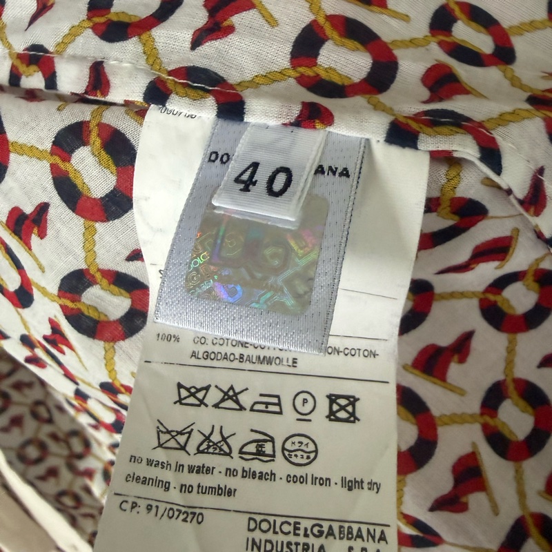 D&G絲質印花蝴蝶結公主袖上衣-6